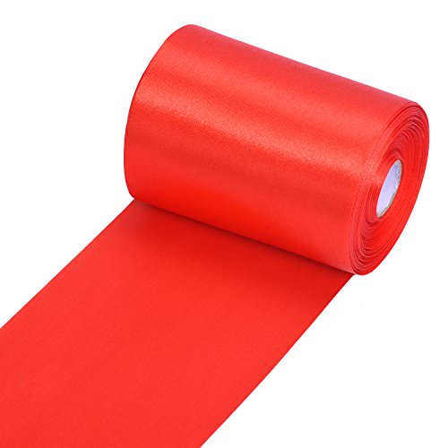 Cinta de Satén Ancha Color Sólido Cinta Decorativa Cinta de una Sola Cara de Manualidades, Rojo, 22 Yardas