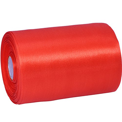 Cinta de Satén Ancha Color Sólido Cinta Decorativa Cinta de una Sola Cara de Manualidades, Rojo, 22 Yardas