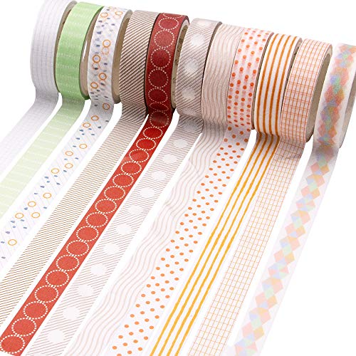 Cinta Washi Adhesiva, SPECOOL Decorativa para Scrapbooking DIY Manualidades Accesorios Color Bozal Enmascarado Elegido a Mano Bricolaje Suministro de Artesanía para Embellecer Journals 20 Rollos