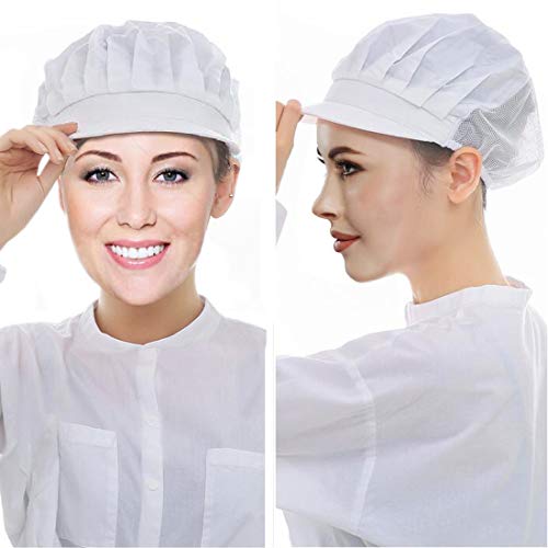 Cityelf Gorro de Cocinero Ajustable Sombrero para cocinar y restaurante Gorra para trabajo patissier cocina red de sombrero Mujer blanco (blanco 3)