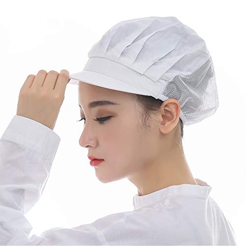 Cityelf Gorro de Cocinero Ajustable Sombrero para cocinar y restaurante Gorra para trabajo patissier cocina red de sombrero Mujer blanco (blanco 3)