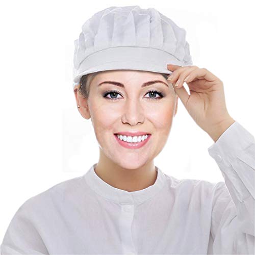 Cityelf Gorro de Cocinero Ajustable Sombrero para cocinar y restaurante Gorra para trabajo patissier cocina red de sombrero Mujer blanco (blanco 3)