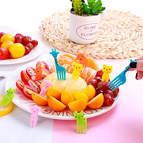 CKANDAY Juego de 40 Alimentos para Animales encantadores Selecciones de Frutas Tenedores, Mini palillo de Dientes de Dibujos Animados Lindo Decoración para los niños Fiesta Bento Lunch Box Sandwich