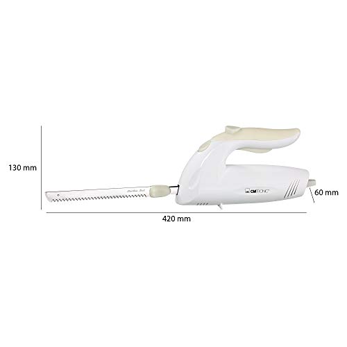 Clatronic EM 3062 Cuchillo Eléctrico Dentado, 180 W, Acero Inoxidable, Blanco