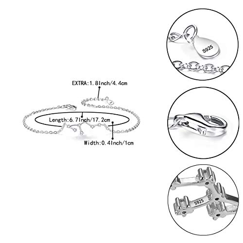 Clearine Mujer 925 Plata Zircón Horóscopo Zodíaco 12 Constelación Astrología Personalidad Pulsera Joyas Fantasia"Leo"