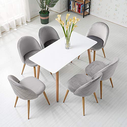 CLIPOP - Juego de 4 sillas de comedor de terciopelo con respaldo y patas de metal resistente de estilo de madera para salón, sala de estar, cocina, oficina y restaurante, Gris, 46*46*77 CM