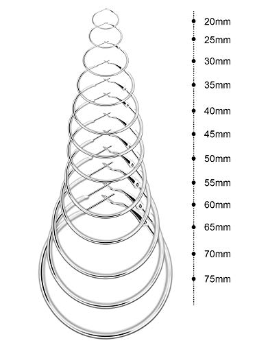 CNNIK 12 Pares de Pendientes de Aro de Aleación, Piercing Pulido Pendientes para Mujeres Chicas, Diámetro: 20-75mm