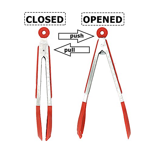 CNYMANY 3 Piezas Pinzas de Comida de Acero Inoxidable con Puntas de Silicona, 3 Tipos Clip de Abrazadera Antiadherente de 20 25 33 cm para Cocina BBQ Cocina Parrillada Buffet Fideos Ensalada Filete