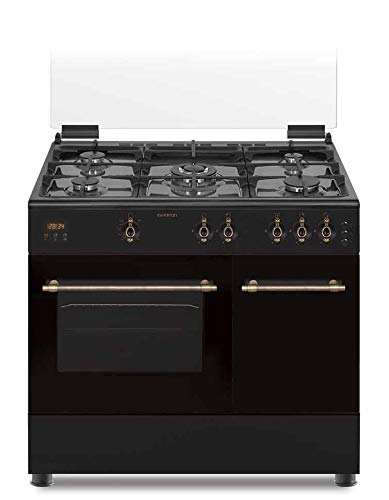 COCINAS DE GAS CON HORNO INFINITON (5 Fuegos + Horno, Ancho 90 cm, Kit Gas Natural, Doble Puerta Vidrio Horno, Quemadores con Seguridad) (RUSTICA, CCRST90EPH)