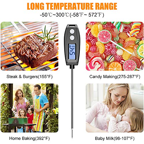 Cocoda Termometro Cocina Digital, 5.2'' Sonda Larga Termometro Horno de Lectura Instantánea, IPX6 Impermeable, Pantalla LCD Retroiluminada, Termometro Cocina para Carne, líquidos, Reposteria