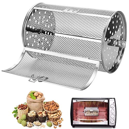 CODIRATO Horno de Jaula de Acero Inoxidable Cesta de Asado de Horno Parrilla Giratoria Barbacoa para Frutos Secos Patatas Verduras o Palomitas (8 Pulgadas/22 * 11,7 * 11,7cm)