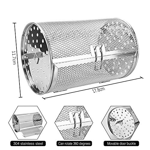 CODIRATO Horno de Jaula de Acero Inoxidable Cesta de Asado de Horno Parrilla Giratoria Barbacoa para Frutos Secos Patatas Verduras o Palomitas (8 Pulgadas/22 * 11,7 * 11,7cm)