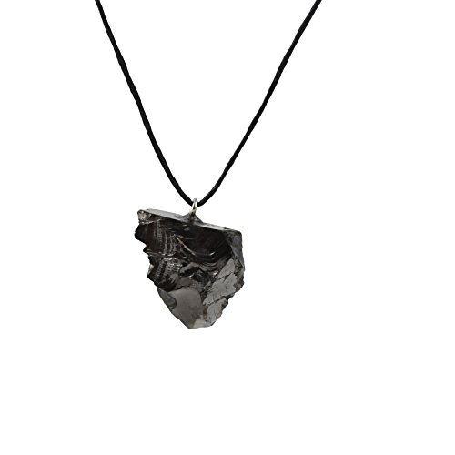 Collar con Colgante de Shungita de Élite, Hecho de Mineral Shungit Noble de Brillo Plateado, Ideal para Protección Electromagnética | el Colgante de Grado 1 Ayuda a Equilibrar la Energía | Élite