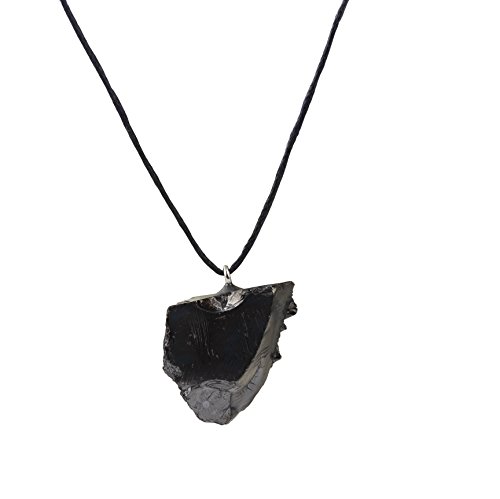 Collar con Colgante de Shungita de Élite, Hecho de Mineral Shungit Noble de Brillo Plateado, Ideal para Protección Electromagnética | el Colgante de Grado 1 Ayuda a Equilibrar la Energía | Élite