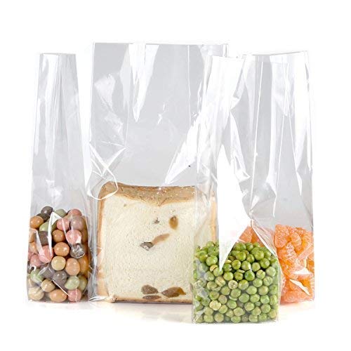 Color Queen Bolsa de Embalaje de Regalo Almacenamiento de Alimentos de Celofán Transparente,Size L 14, W 8, H 27 cm, 10 Unidades, Parte Inferior Cuadrada …