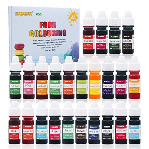 Colorante alimentario 24 colores, Colorante Alimentario Alta Concentración Liquid Set para Colorear los Bebidas Pasteles Galletas Macaron Fondant(6ml)