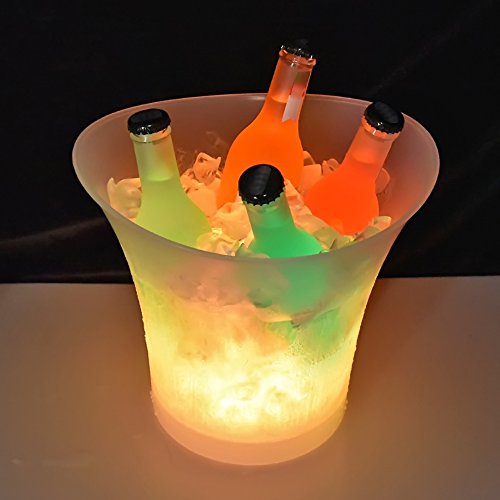 Colorido LED Luz Hielo Cubo de Champán,LED Ice Bucket 5L de alta capacidad 6 colores cambiantes Champagne Vino Bebidas Cerveza Hielo Enfriador Curva Diseño Bar Club Pub