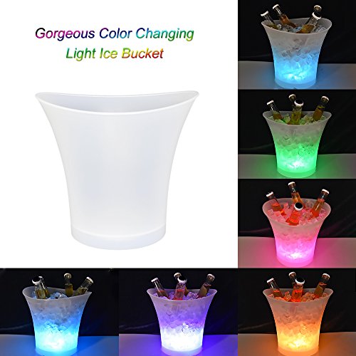 Colorido LED Luz Hielo Cubo de Champán,LED Ice Bucket 5L de alta capacidad 6 colores cambiantes Champagne Vino Bebidas Cerveza Hielo Enfriador Curva Diseño Bar Club Pub