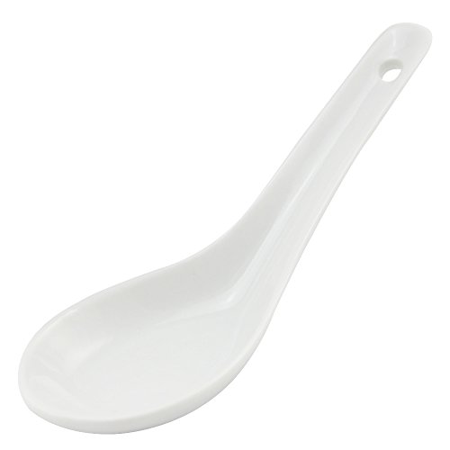 COM-FOUR® 12x cucharas de arroz asiático, cucharas de sopa y servicio hechas de porcelana blanca, por ejemplo, para cuencos de arroz o aperitivos (12 piezas - cucharas)