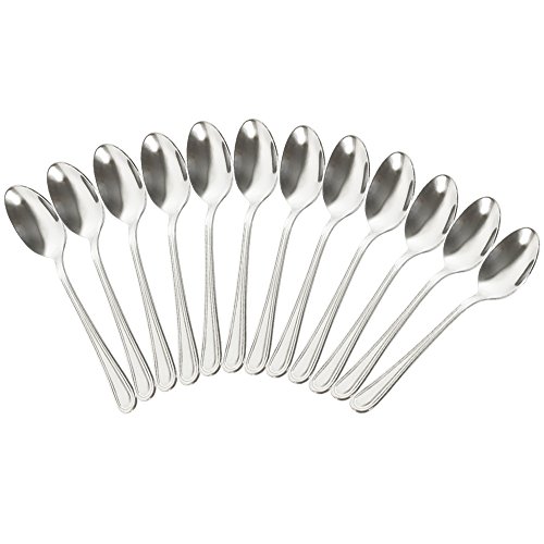 com-four® 12x Cucharas de Té de Acero Inox- Cubierto de Mesa Elegante en Diseño Sencillo- Cucharillas Café - Cucharitas Postre - Juego de Té - 13,7 cm