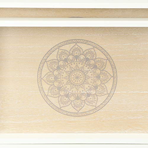 com-four® 2X Bandeja de Servir Hecha de Madera - Bandeja Vintage con Motivo de Mandala con Asas - Bandeja de Madera para el Desayuno en Gris (02 Piezas - Mandala)