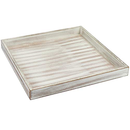 com-four® 2X Piezas Juego de bandejas Decorativas de Madera de con diseño Vintage (02 Piezas - Tableta Cuadrada/Rectangular)