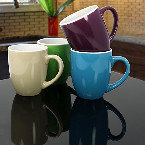 com-four® 4x Juego de tazas de café hecho de cerámica, tazas de café coloridas, cafetera en diferentes colores, 300 ml (04 piezas - colorido)