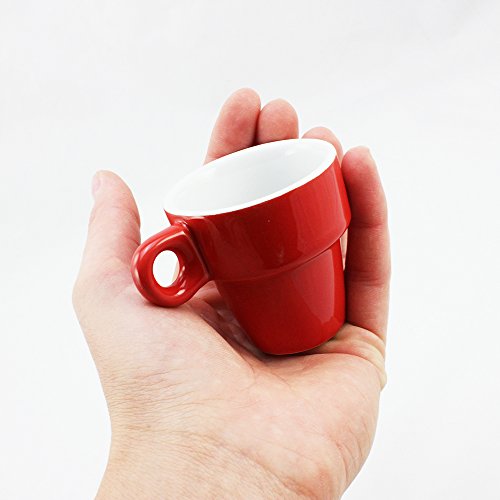 com-four® 6 tazas de espresso de cerámica en varios colores brillantes con soporte cromado, 5 x 5 cm (06 piezas - coloridas)