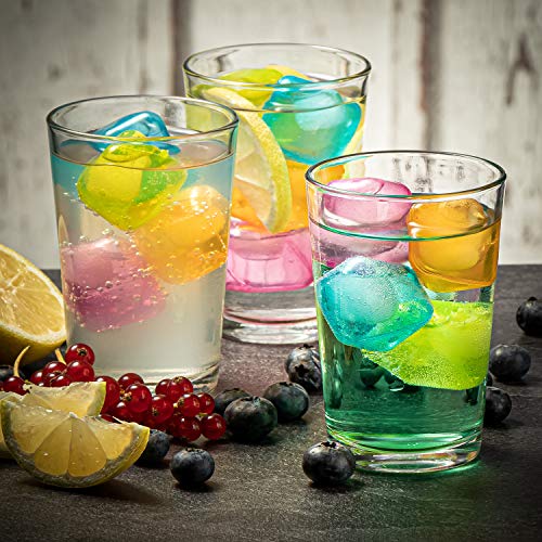 com-four® 60x Cubitos de Hielo Reutilizables en Colores Diferentes - Cubos de Hielo en Diseño de Frutas para Enfriar Bebidas (060 piezas - dados)