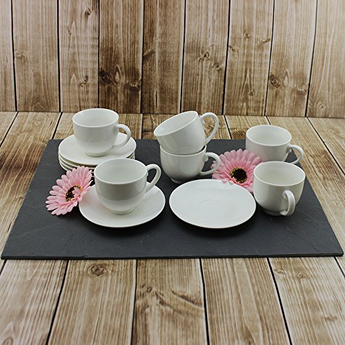 com-four® 6x taza de café espresso con plato de cerámica en blanco (012 piezas - Juego de expreso)