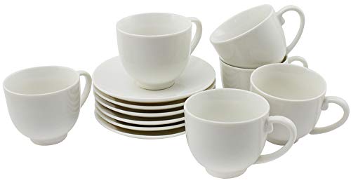 com-four® 6x taza de café espresso con plato de cerámica en blanco (012 piezas - Juego de expreso)