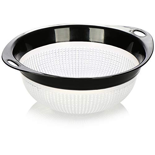 COM-FOUR® Colador de cocina grande, colador de pasta, colador de drenaje para pastas, verduras, frutas y ensaladas, sin BPA, apto para alimentos y apto para lavavajillas - Ø interior 28 cm (negro)