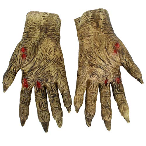 com-four® Creepy Zombie Hands, Guantes de látex, Manos de Monstruos de Terror realistas como una adición al Disfraz de Halloween, Fiestas temáticas, Carnaval, Carnaval (01 Pieza - Guantes)