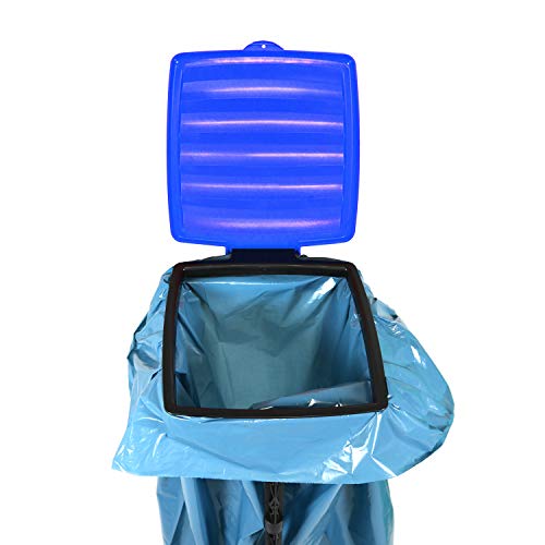 com-four® Soporte para Bolsas de Basura con Tapa, 3 Alturas Diferentes montables, Azul (Tapa - Azul)