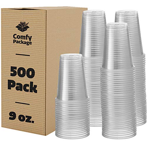 Comfy Package [Pack de 500-250 ml - 9 oz] - Vasos Desechables de plástico Transparente - para Fiestas