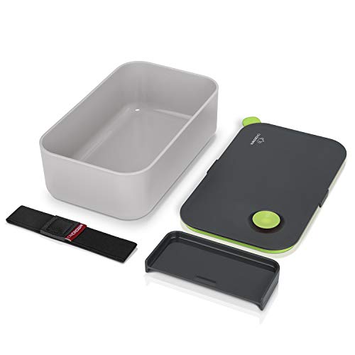 COMLIFE Fiambreras Bento 1000ml, Lunch Box con 2 Compartimentos, Caja de Bento de Alimentos Hermética Sin BPA, Adecuado para Microondas y Lavavajillas, Certificado CE, FDA, RoHS - Verde