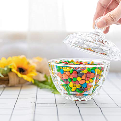 ComSaf Bomboneras de Cristal con Tapa - Conjunto de 2, Bote Cristal para Galletas Caramelo de Menta Tarro de Dulces Chuches(Diámetro: 11CM)