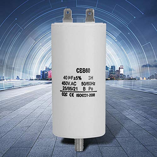 Condensador de 40uF, Condensador de lavadora, Condensador de bomba de agua CBB60 450V 40uf, Ligero, Resistente al calor, 50/60Hz, Para lavadora