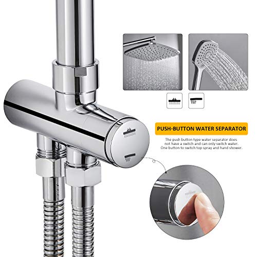 Conjunto de Ducha Cuadrado sin Grifo, WOOHSE Columna de Ducha con 3 Tipos de Chorro Ducha de Mano Sistema de Ducha con Barra de Ducha Ajustable Grifería de Ducha Cromada para Cuarto de Baño