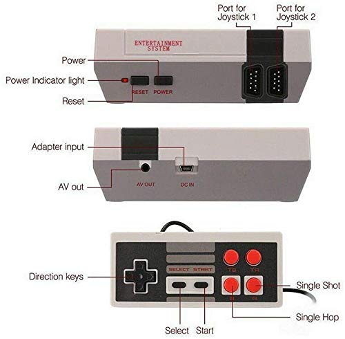 Consola Classic Mini Manija de control doble + salida AV- incorporada en 620 videojuegos retro