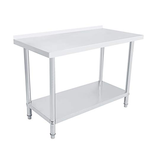 Consola de doble capa de acero inoxidable, mesa de trabajo, extraíble para cocina, fábrica, 122X61CM mit Kantenschutz, 6