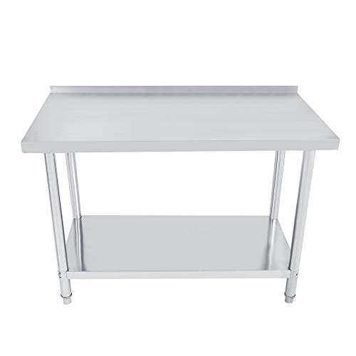 Consola de doble capa de acero inoxidable, mesa de trabajo, extraíble para cocina, fábrica, 122X61CM mit Kantenschutz, 6