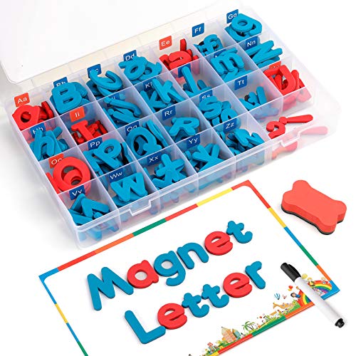 Coogam Spelling Letras magnéticas 208 Pcs Junta y Almacenamiento Caja Superior/minúsculas del Alfabeto de ABC Espuma refrigerador del refrigerador de Juguetes