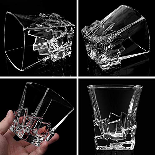 Cooko Copas de Whisky Iceberg, Jarra de Cristal para Whisky, Accesorios de Vino para Whisky, cóctel, Bourbon, Zumo, 300 ml, Juego de 2 (10.6 oz)