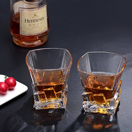 Cooko Copas de Whisky Iceberg, Jarra de Cristal para Whisky, Accesorios de Vino para Whisky, cóctel, Bourbon, Zumo, 300 ml, Juego de 2 (10.6 oz)