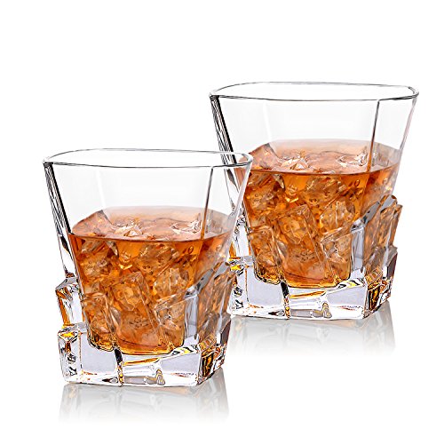 Cooko Copas de Whisky Iceberg, Jarra de Cristal para Whisky, Accesorios de Vino para Whisky, cóctel, Bourbon, Zumo, 300 ml, Juego de 2 (10.6 oz)