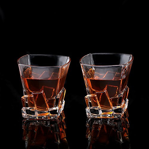 Cooko Copas de Whisky Iceberg, Jarra de Cristal para Whisky, Accesorios de Vino para Whisky, cóctel, Bourbon, Zumo, 300 ml, Juego de 2 (10.6 oz)