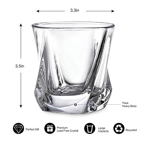 Cooko Vasos de whisky,Lujo Cristal Set de Cristal,Vidrio de la Claridad Non-Leaded,Vino Accesorios Juego de 2 Vasos (8oz) para Vino, Cócteles o Jugo