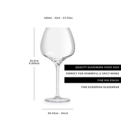 Copa de vino Servan, marca Libbey – 53 cl/530 ml - 6 unidades – alta calidad – diseño sofisticado – resistente al lavado en lavavajillas