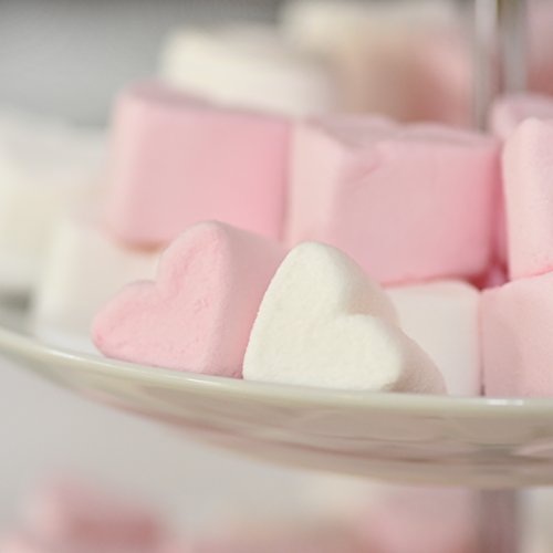 Corazones de malvavisco 1 kg - caramelos suaves para el Día de San Valentín o el Día de la Madre - Marshmallow en los colores rosa y blanco - sin grasa y sin gluten